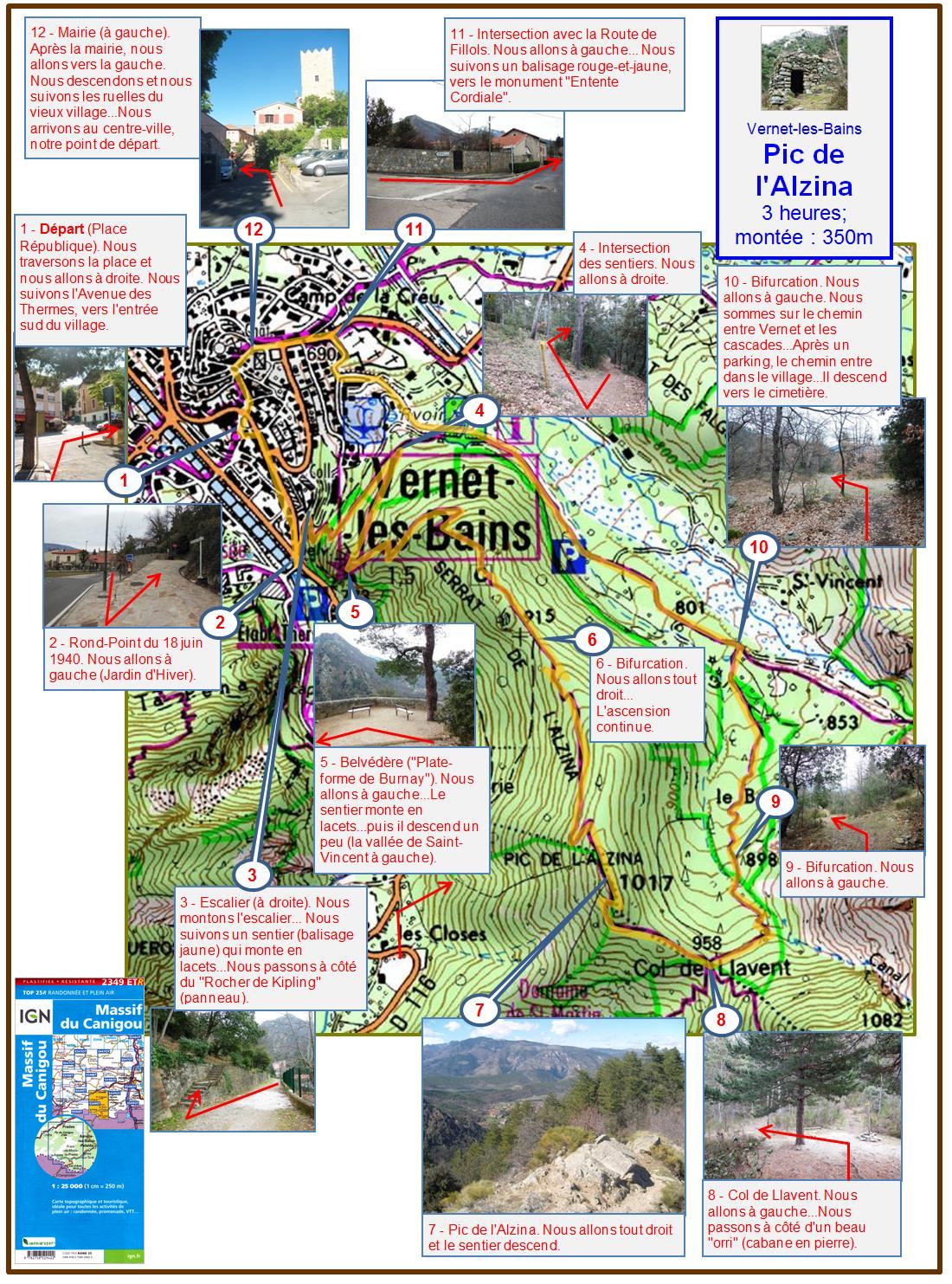 Pic de l'Alzina (itinéraire) carte