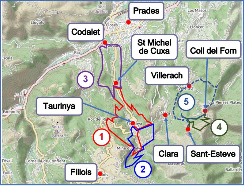Itinéraires Taurinya, Codalet et Clara carte