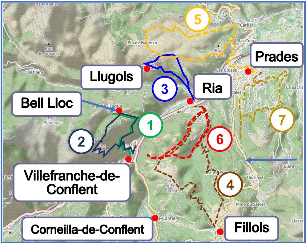 Itinéraires Villefranche et Ria carte