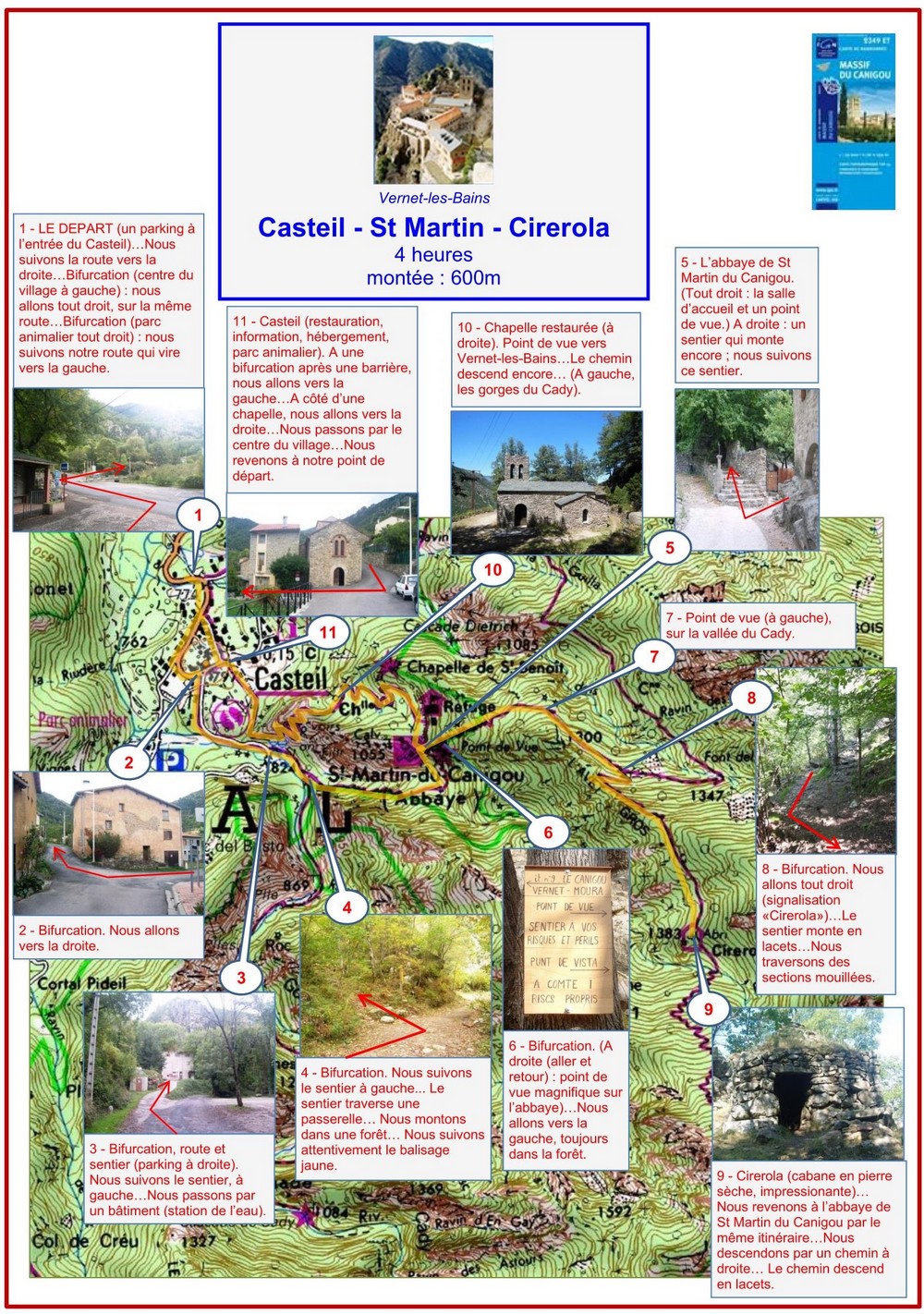 St Martin et Cirerola (itinéraire) carte